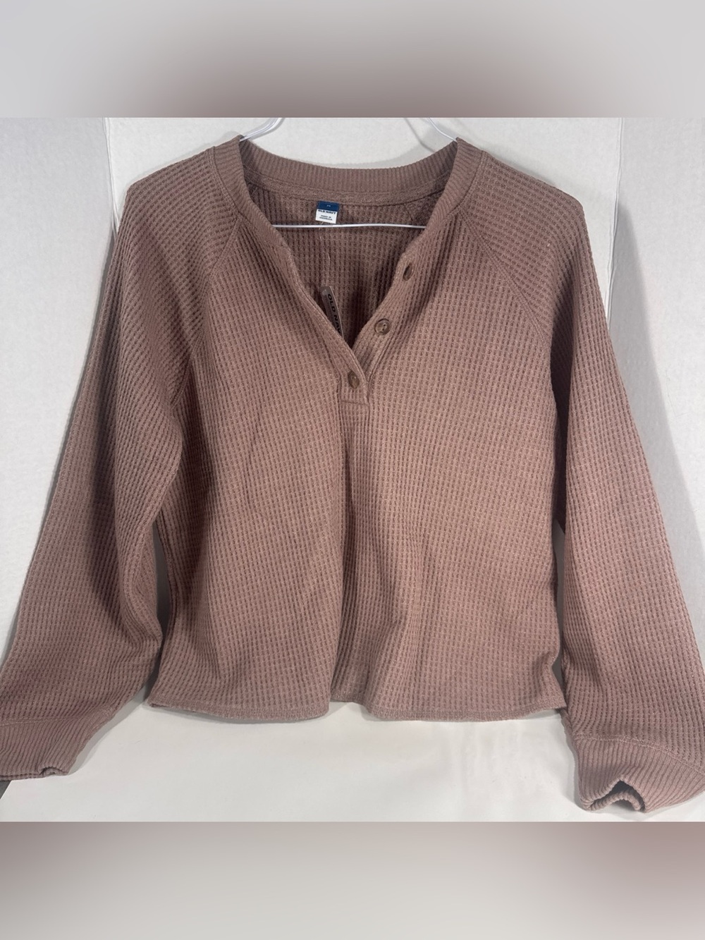 Old Navy Waffle Henley Pullover - Mauve Brown